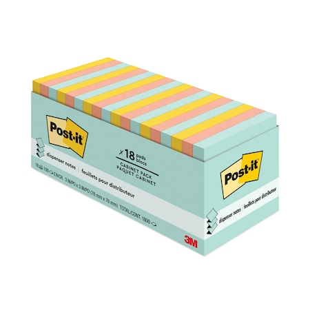 Post-It Original Pop-up Refill, 3 x 3, Marseille Collection, 100 Sht/Pad, PK18 R33018APCP